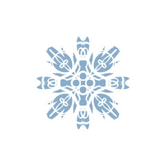 Fototapeta na wymiar Vector snowflake, stylized ink drawing, simple brush paint, ornate star, holiday symbol, hand drawn