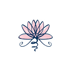 Lotus, harmony and Universe symbol, sacred geometry. Ayurveda and balance logo or label