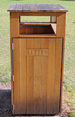 Large wooden litter bin