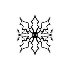Vector snowflake, stylized ink drawing, simple brush paint, ornate star, holiday symbol, hand drawn