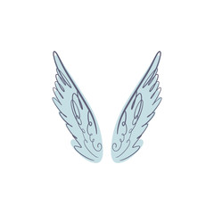Fototapeta na wymiar Angel, bird or pegasus pink color wings. Vintage pastel color element. Fantasy illustration. Temporary tattoo or sticker