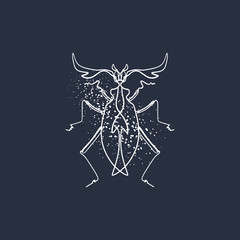 Hand drawn elegant grunge beetle sketch art