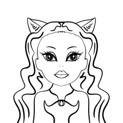 Girl monster art coloring, cutout paper toy. Fasion beautiful cartoon style