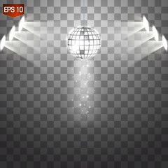 Retro silver disco ball vector, shining club symbol of having fun, dancing, dj mixing, nostalgic party, entertainment.