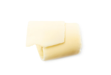 Yummy chocolate curl for decor on white background