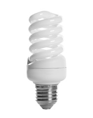 New spiral light bulb for lamp on white background