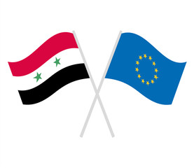 Syria and European Union Flags Crossed