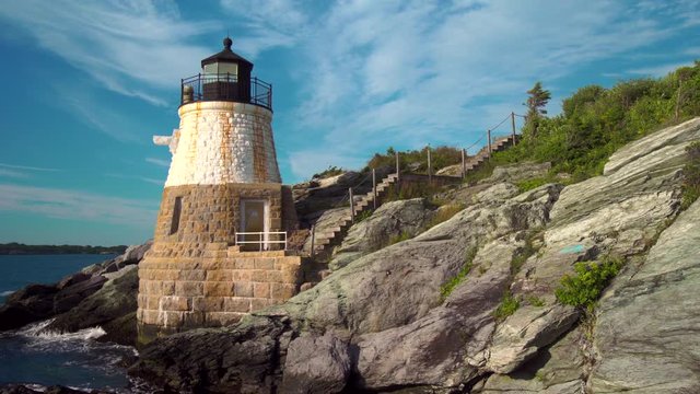 Scenic shot of Castle Hill lighthouse in Newport, Rhode Island.