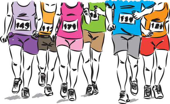 marathon people running illustration