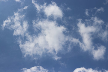 Clouds are rolling in the blue sky.