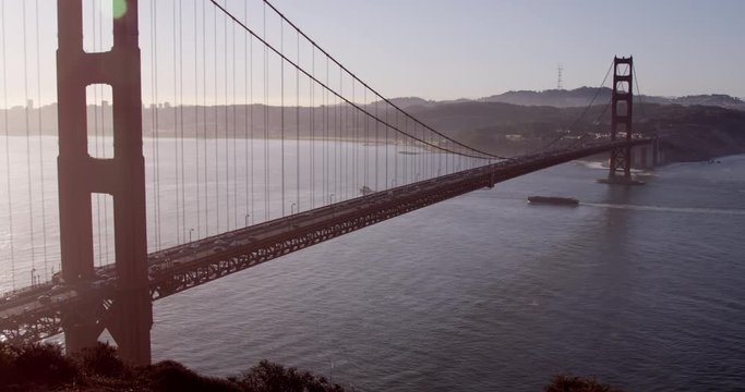 Wide shot of the San Francisco Golden Gate Bridge in the morning, California, Shot with the  Red Epic Camera