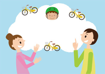 我が子の自転車事故を心配するお父さんとお母さん