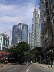 Fototapeta na wymiar Towers in Malaysia. City of Kuala Lumpur. Year 2003