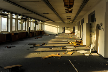 Abandoned and destroyed industrial lobby