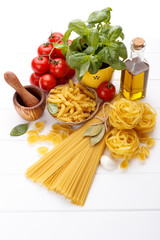 Raw ingredients for Italian pasta