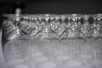 Rows of empty glasses 