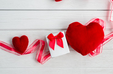 Valentines Day background with heart shape and gift box