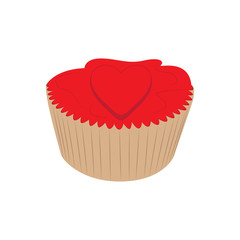 Isolated cute cupcakewith a heart decoration. Vector illustration design