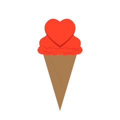 Isoalted icecream cone with a heart. Vector illustration design