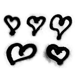 Set of shapes of Hearts drawn with Spray Paint