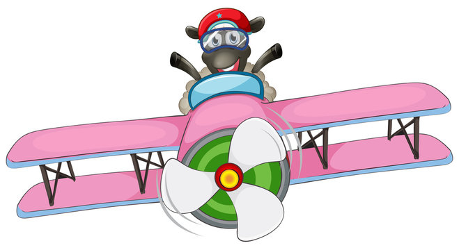 A sheep riding airplane