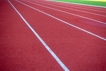 Fototapeta premium Red running track in stadium