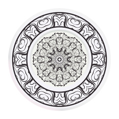 decorative plates for interior design. Empty dish, porcelain plate mock up design. Vector illustration. Decorative plates with Mandala ornament patterns. Home decor background