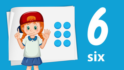 Girl showing number six © GraphicsRF