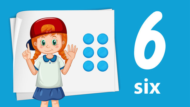 Girl showing number six