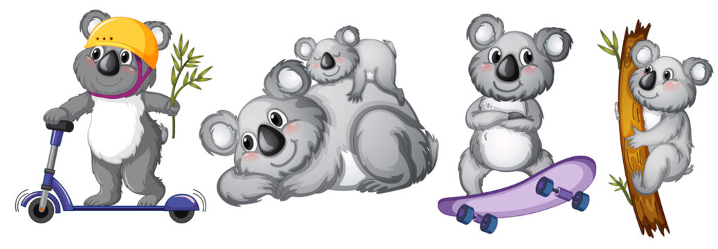 Set of koala bear character