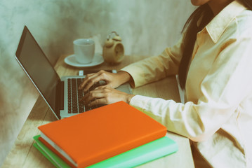 Young Asian woman; Student work process concept