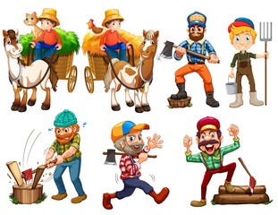Set of farmer character