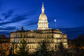 Lansing MI State Capitol Downtown Lansing Michigan Skyline
