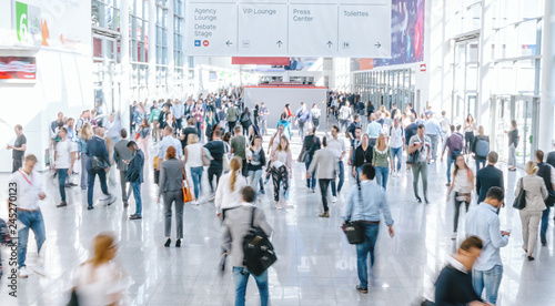 Crowd of people at a trade show