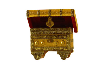 Old gold plated box isolated on white background. clipping path.