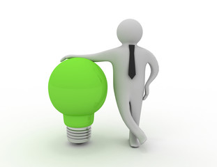 3d man with light bulb