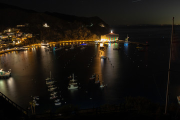 Avalon, harbor city of Catalina Island seen at night in winter.