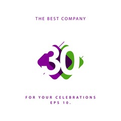 30 Year Anniversary Vector Template Design Illustration