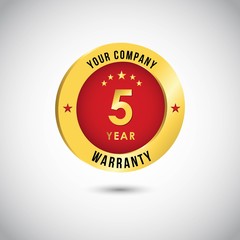 5 Year Warranty Vector Template Design Illustration
