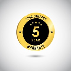 5 Year Warranty Vector Template Design Illustration
