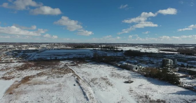 Big Clouds Quickly Moving Over Winter Landscape Aerial View 002