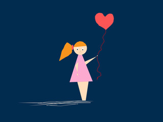 The girl with the red heart