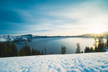 Winter Sunrise at Crater Lake National Park in Oregon