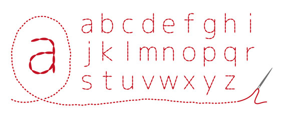 和風刺繍　アルファベット（小文字）返し縫い