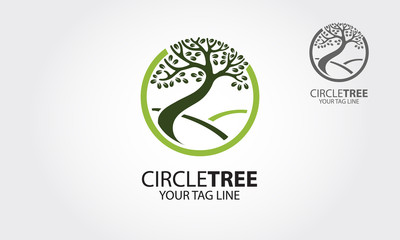 Circle tree vector logo template. Professional and effective logo for business and other.