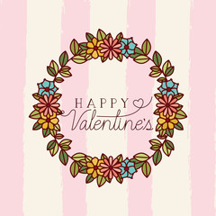 happy valentines day card with floral crown