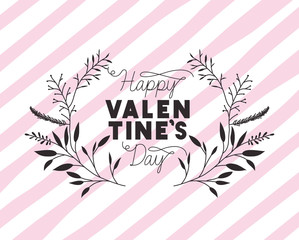 happy valentines day card with leafs crown