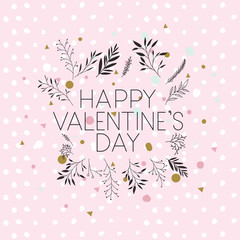 Obraz premium happy valentines day card with leafs decoration