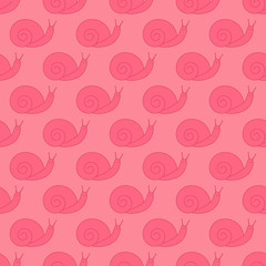 Vector seamless pattern with snails. Pink snails seamless pattern.