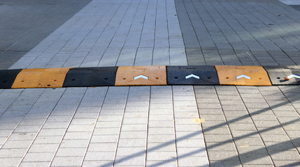 A hump is installed to reduce speed.